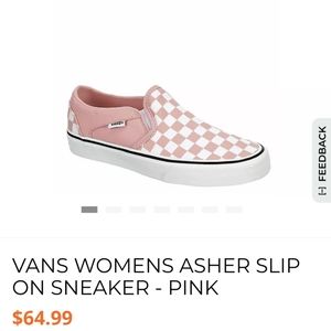 7.5 Women's Pink Checkerboard Vans Shoes
